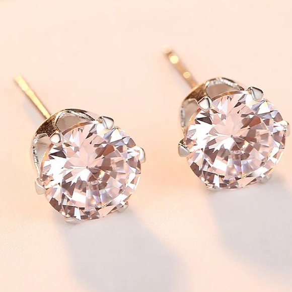 Round 2 Carat diamond sterling silver earrings - Picture 2 of 5